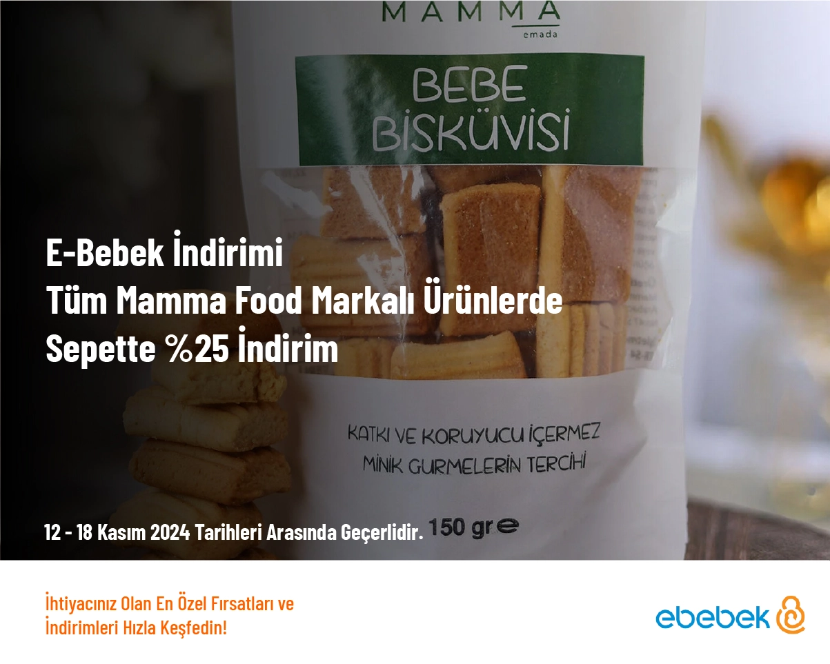 E-Bebek İndirimi - Tüm Mamma Food Markalı Ürünlerde Sepette %25 İndirim