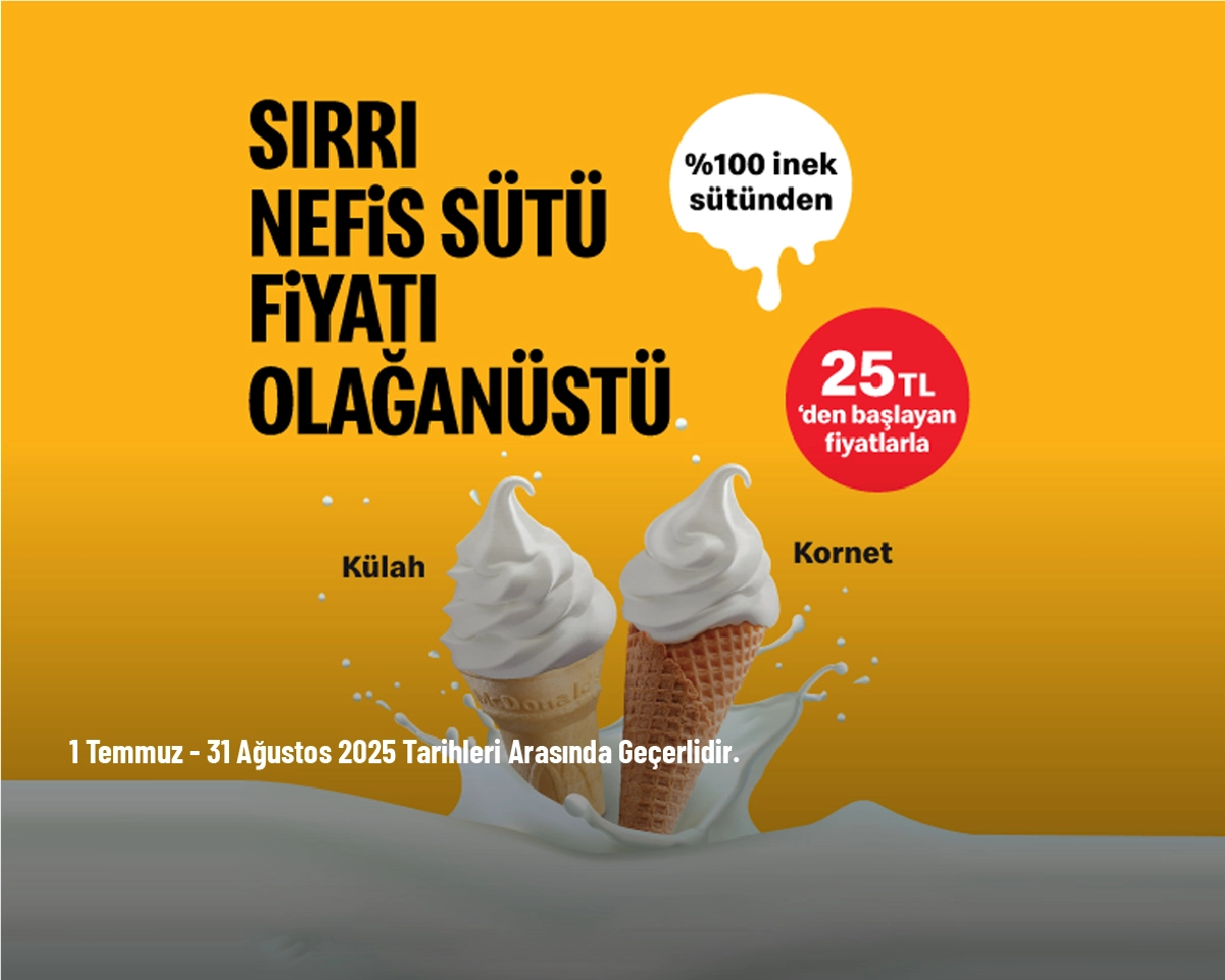 McDonald's Dondurma Kampanyası - Külah ve Kornet 25 TL'den Başlayan Fiyatlarla McDonald's Dondurma Kampanyası - Külah ve Kornet 25 TL'den Başlayan Fiyatlarla