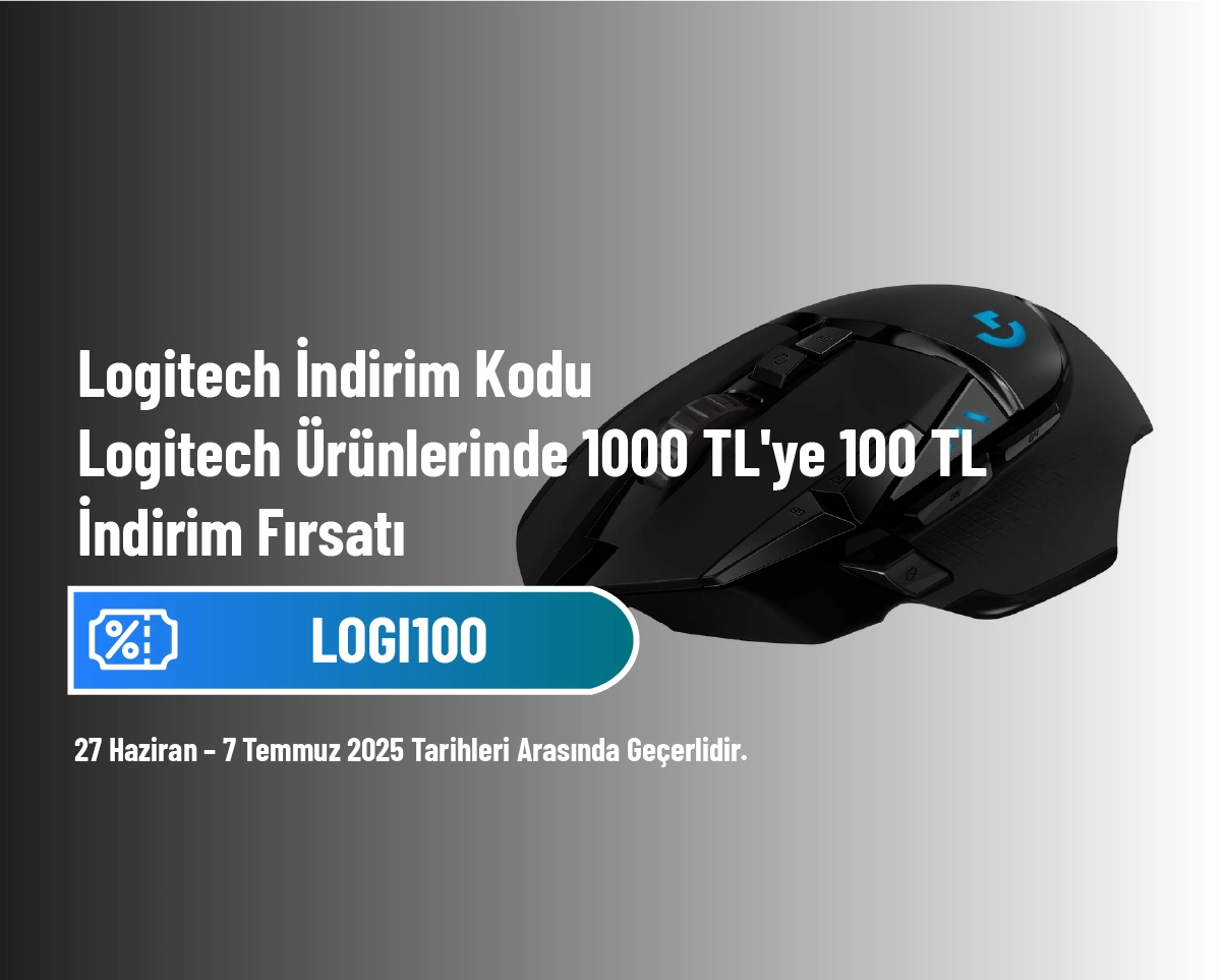 Logitech İndirim Kodu - Logitech Ürünlerinde 1000 TL'ye 100 TL İndirim Fırsatı Logitech İndirim Kodu - Logitech Ürünlerinde 1000 TL'ye 100 TL İndirim Fırsatı
