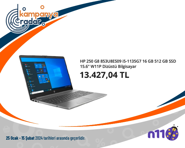 HP 250 G8 853U8ES09 i5-1135G7 16 GB 512 GB SSD 15.6" W11P Dizüstü Bilgisayar