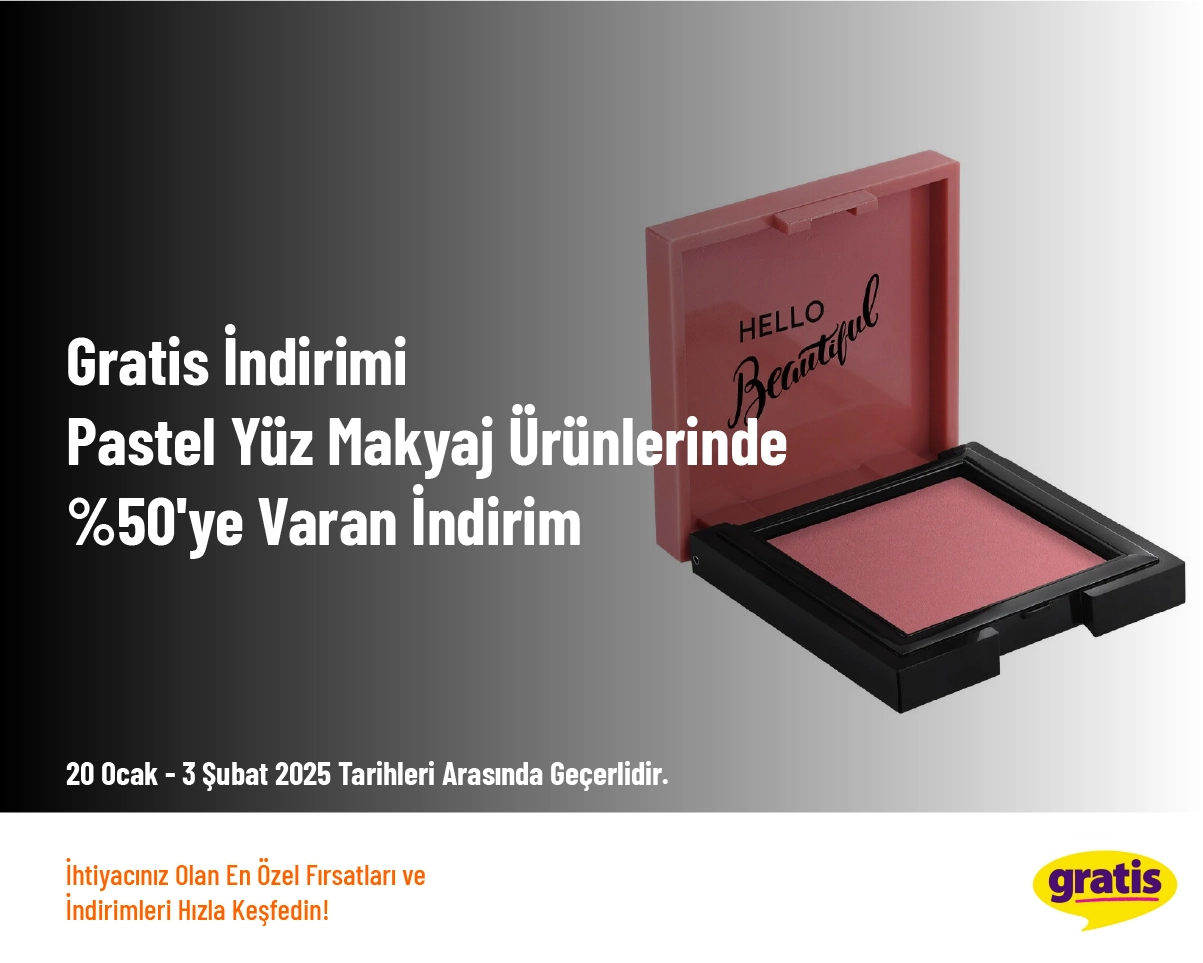 Gratis İndirimi - Pastel Yüz Makyaj Ürünlerinde %50'ye Varan İndirim