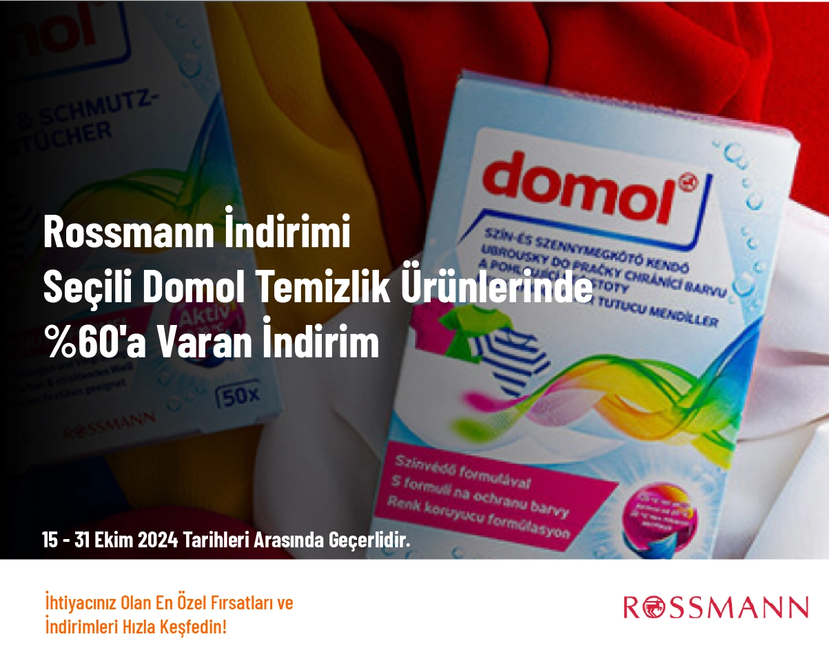 Rossmann İndirimi - Seçili Domol Temizlik Ürünlerinde %60'a Varan İndirim