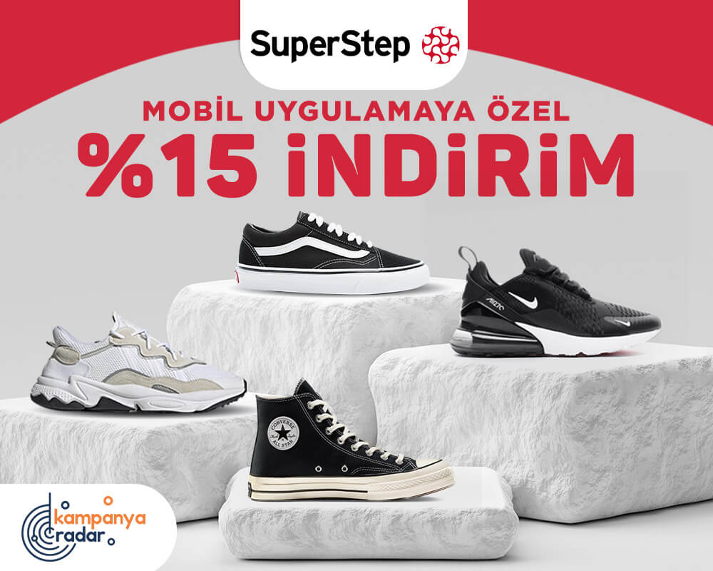 SuperStep mobil uygulamaya özel yüzde 15 indirim