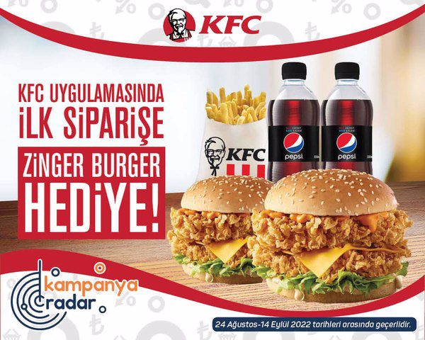 KFC uygulamasında ilk siparişe Zinger Burger hediye kampanyası