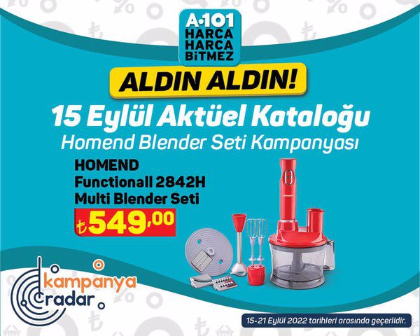 A101 Homend blender seti kampanyası! A101 15-21 Eylül aktüel kataloğu