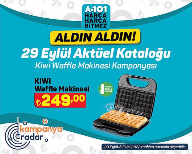 A101 Kiwi waffle makinesi kampanyası! 29 Eylül kataloğunda