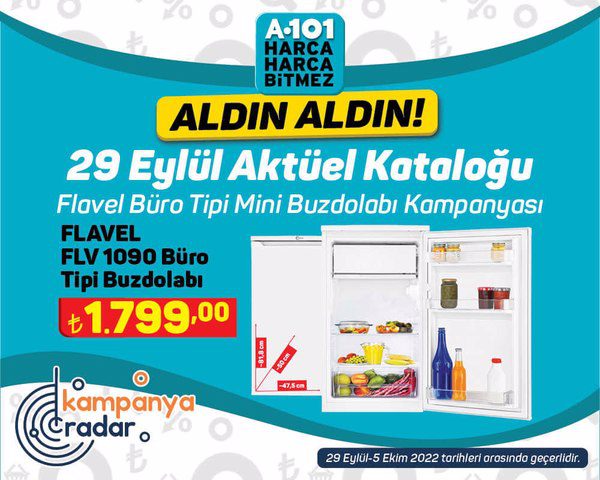 A101 29 Eylül kataloğu Flavel büro tipi mini buzdolabı kampanyası