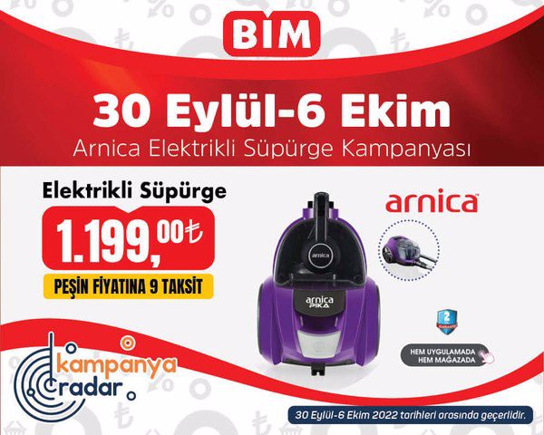 Bim 30 Eylül kataloğunda Arnica elektrikli süpürge kampanyası