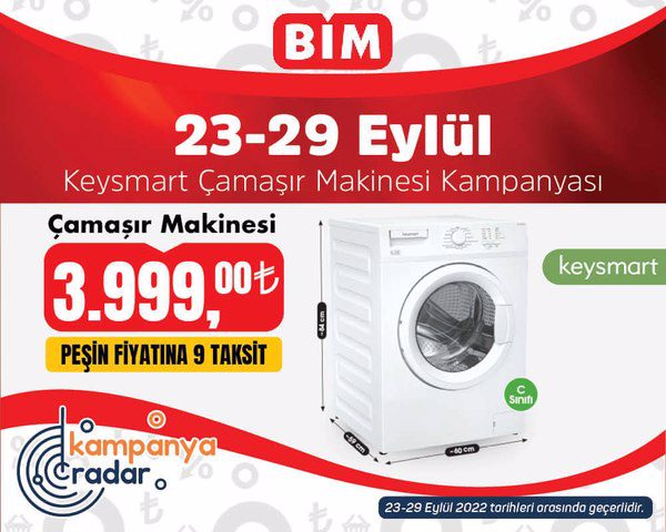 Bim Keysmart çamaşır makinesi kampanyası! Bim 23-29 Eylül kataloğu