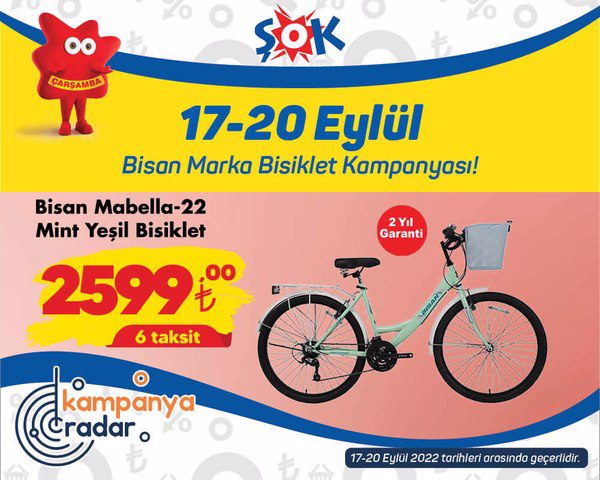 Şok hafta sonu kataloğunda Bisan marka bisiklet kampanyası