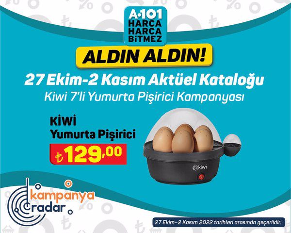 A101 27 Ekim kataloğunda Kiwi 7'li yumurta pişirici kampanyası