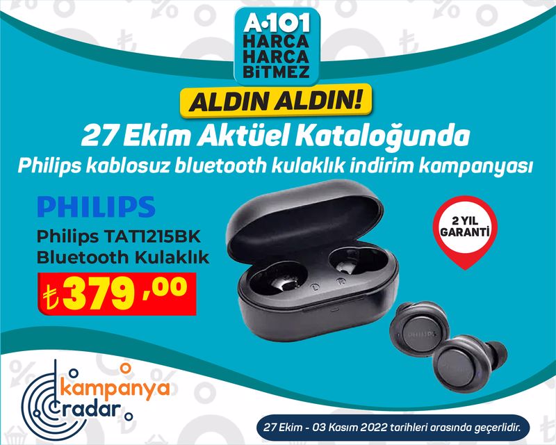 A101 Philips kablosuz bluetooth kulaklık indirim kampanyası