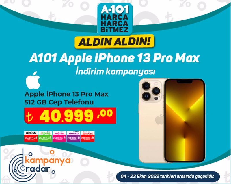 A101 Apple iPhone 13 Pro Max indirim kampanyası