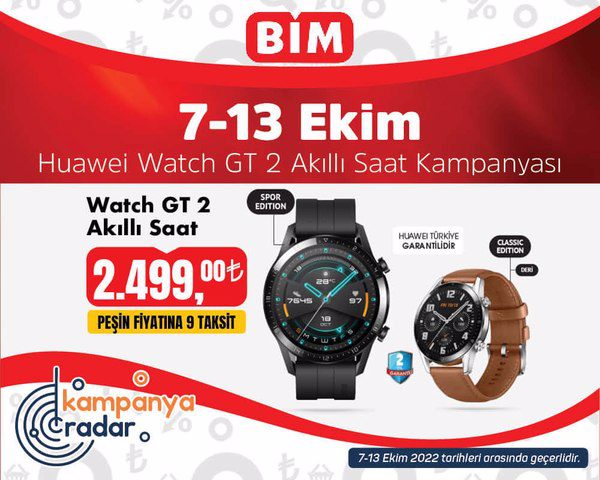Bim Huawei Watch GT 2 akıllı saat kampanyası! Bim 7 Ekim kataloğu yayında