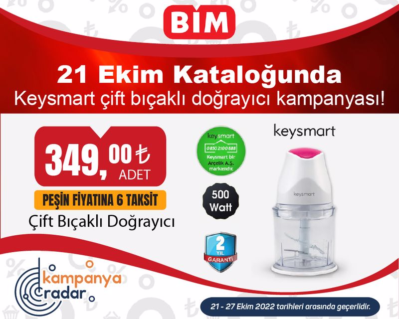 Bim Keysmart çift bıçaklı doğrayıcı kampanyası! Bim 21-27 Ekim kataloğu