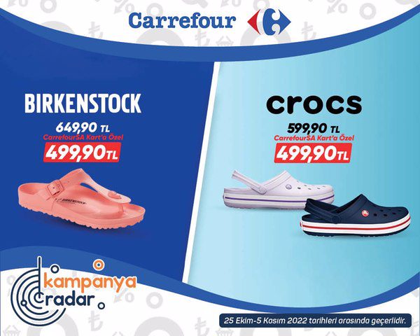 Carrefour Crocs ve Birkenstock terliklerde indirim kampanyası