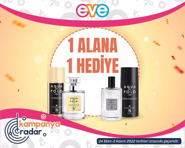 Eve Polo parfüm 1 alana 1 bedava kampanyası