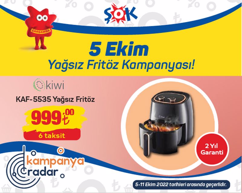 Şok yağsız fritöz kampanyası! Şok 5 Ekim kataloğu