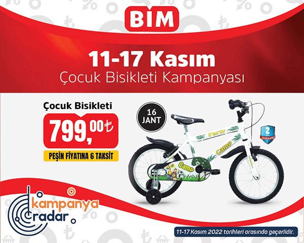 Bim 11 Kasım kataloğunda çocuk bisikleti kampanyası