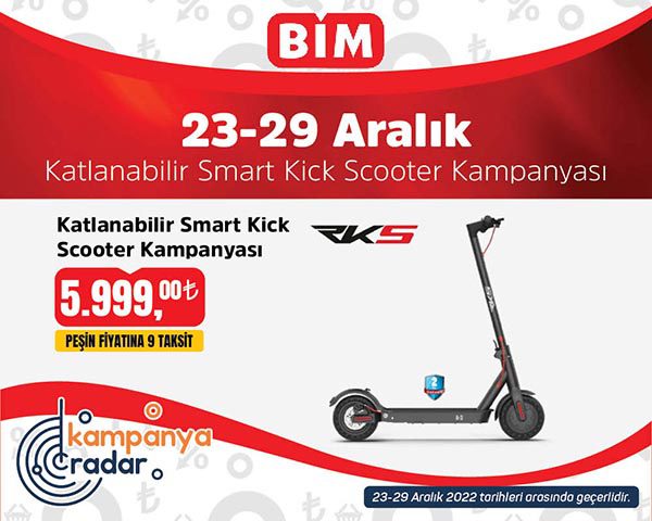 Bim RKS Smart Kick elektrikli katlanır scooter kampanyası! Bim 23-29 Aralık kataloğu