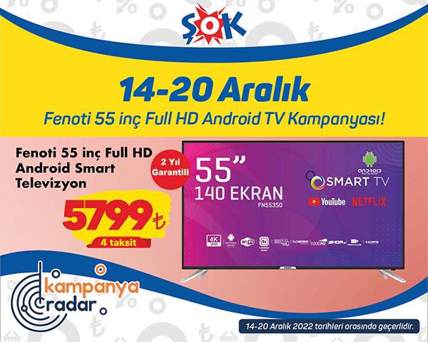 Şok Fenoti 55 inç Full HD Android Smart televizyon kampanyası