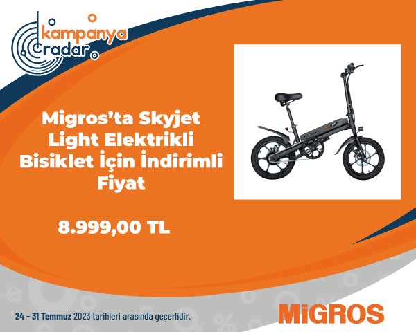 Migros’ta Skyjet Light elektrikli bisiklet için indirimli fiyat