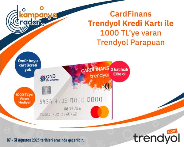 CardFinans Trendyol kredi kartı ile 1000 liraya varan Trendyol ParaPuan