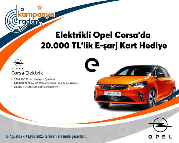 Elektrikli Opel Corsa'da 20.000 TL'lik e-şarj kart hediye