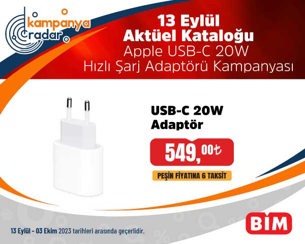 Bim’de Apple USB-C 20W hızlı şarj adaptörü