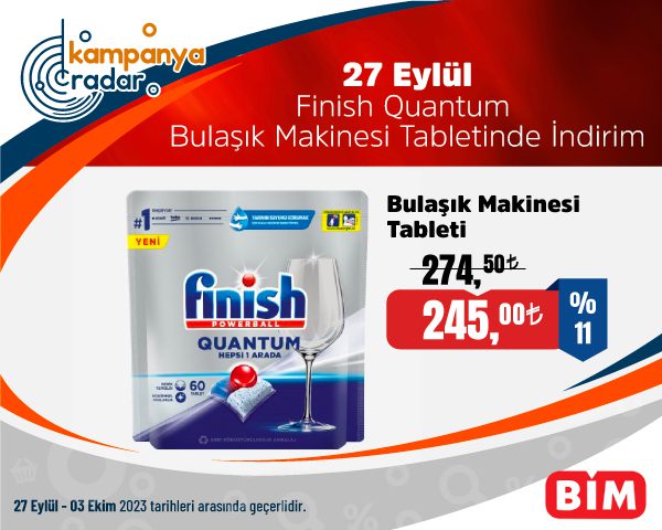 Bim’de Finish Quantum bulaşık makinesi tabletinde indirim