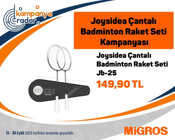 Migros Joysidea çantalı badminton raket seti kampanyası