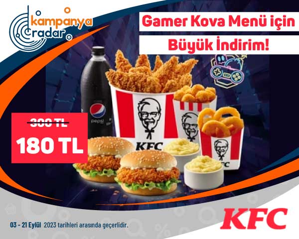 Online alışverişe özel KFC Gamer kova menü için büyük indirim! 300 yerine 180 lira