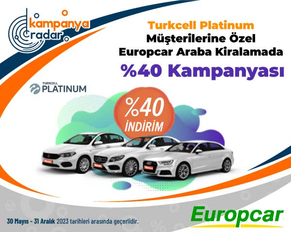 Turkcell Platinum müşterilerine özel Europcar araba kiralamada yüzde 40 kampanyası