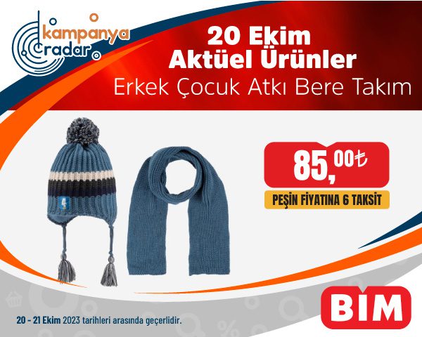 Bim 20 Ekim Aktüel ürünler - Erkek Çocuk Atkı Bere Takım