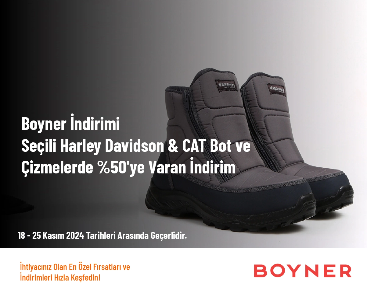 Boyner İndirimi - Seçili Harley Davidson & CAT Bot ve Çizmelerde %50'ye Varan İndirim