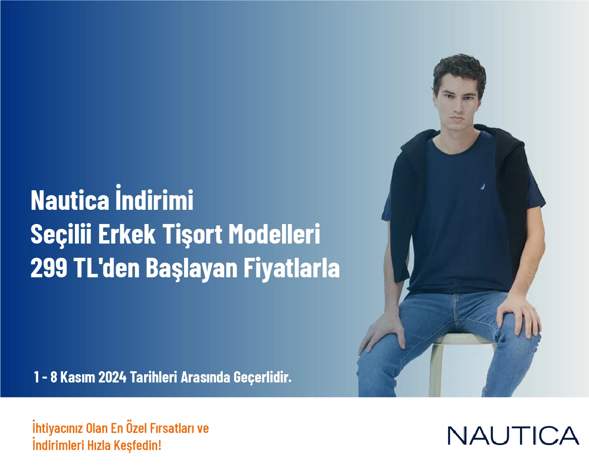 Nautica İndirimi - Seçili Erkek Tişort Modelleri 299 TL'den Başlayan Fiyatlarla