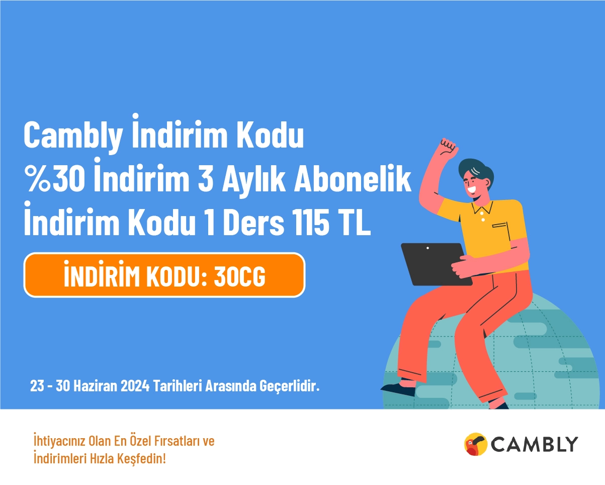 Cambly İndirim Kodu - %30 İndirim /  3 Aylık Abonelik İndirim Kodu | 1 Ders 115 TL