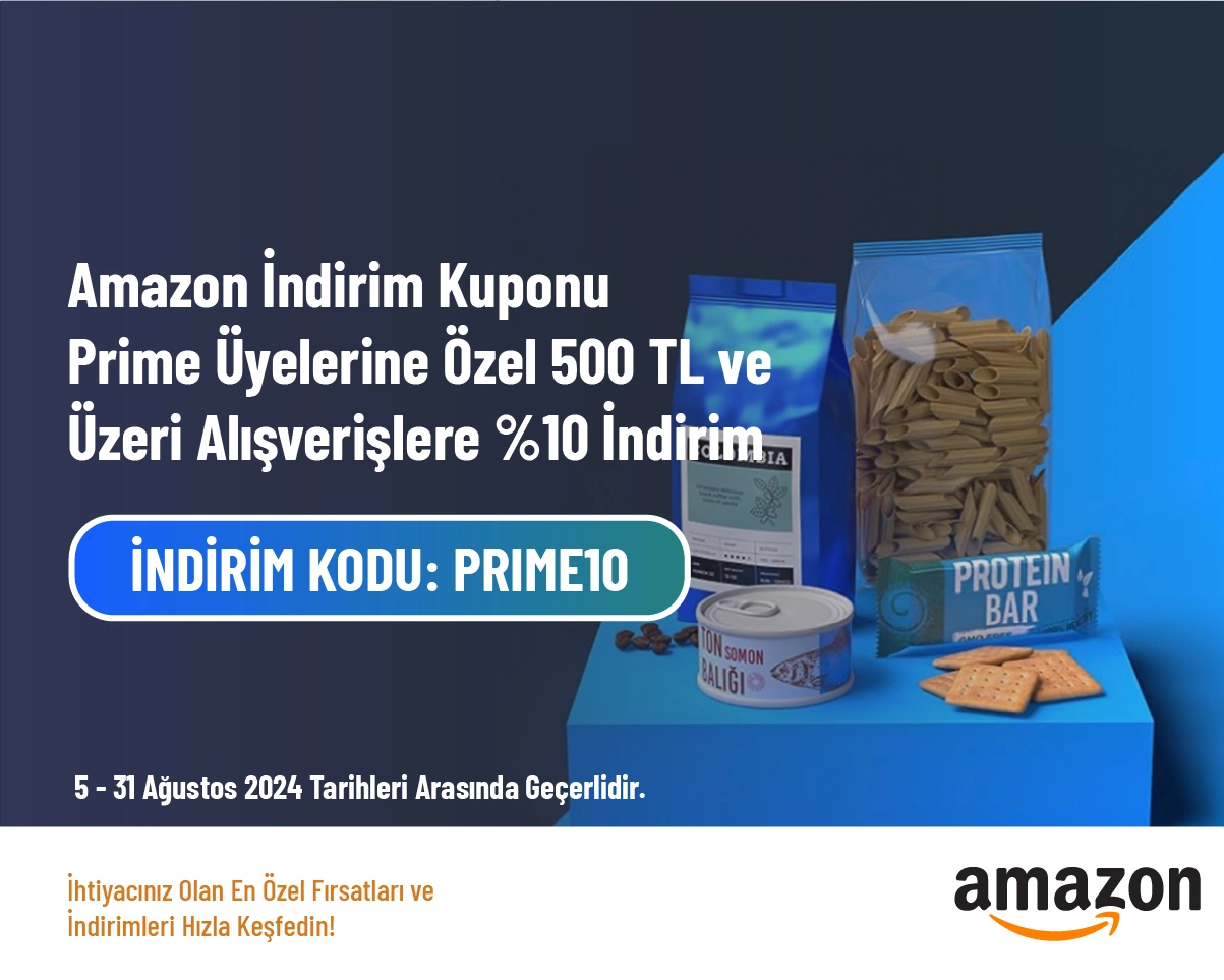 Amazon İndirim Kuponu - Prime Üyelerine Özel 500 TL ve Üzeri Alışverişlere %10 İndirim