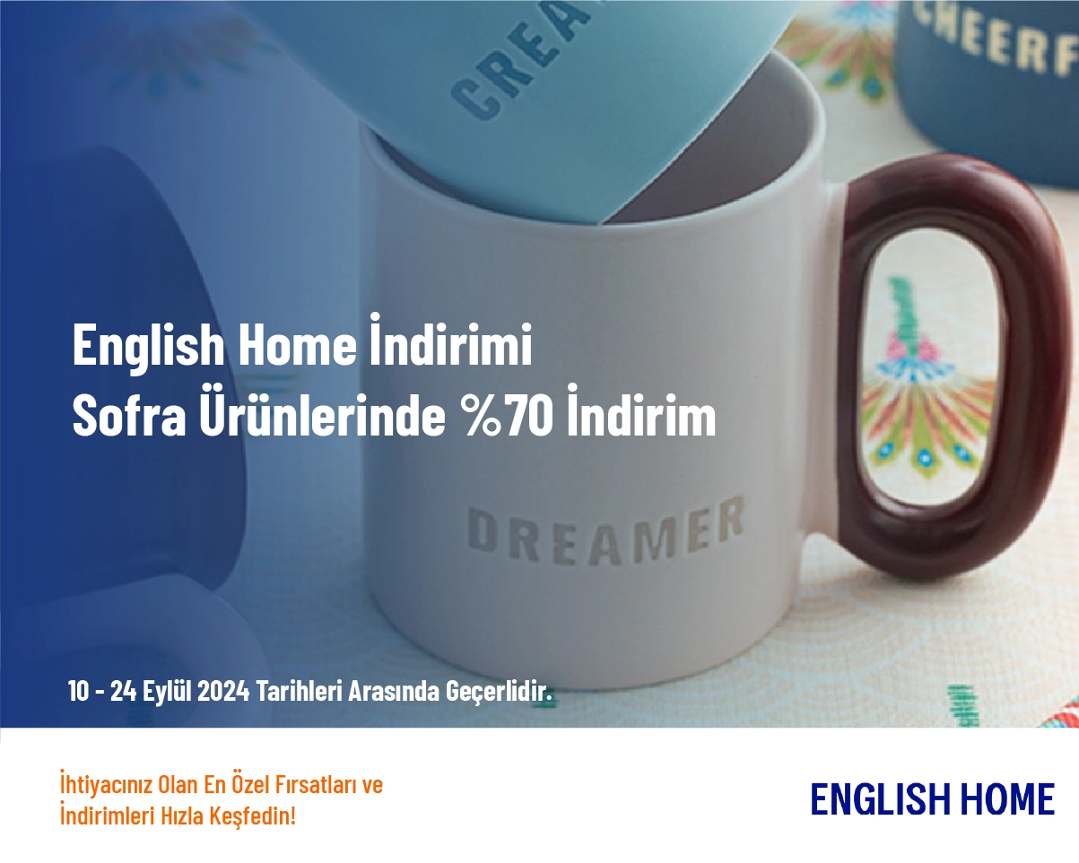 English Home İndirimi - Sofra Ürünlerinde %70 İndirim