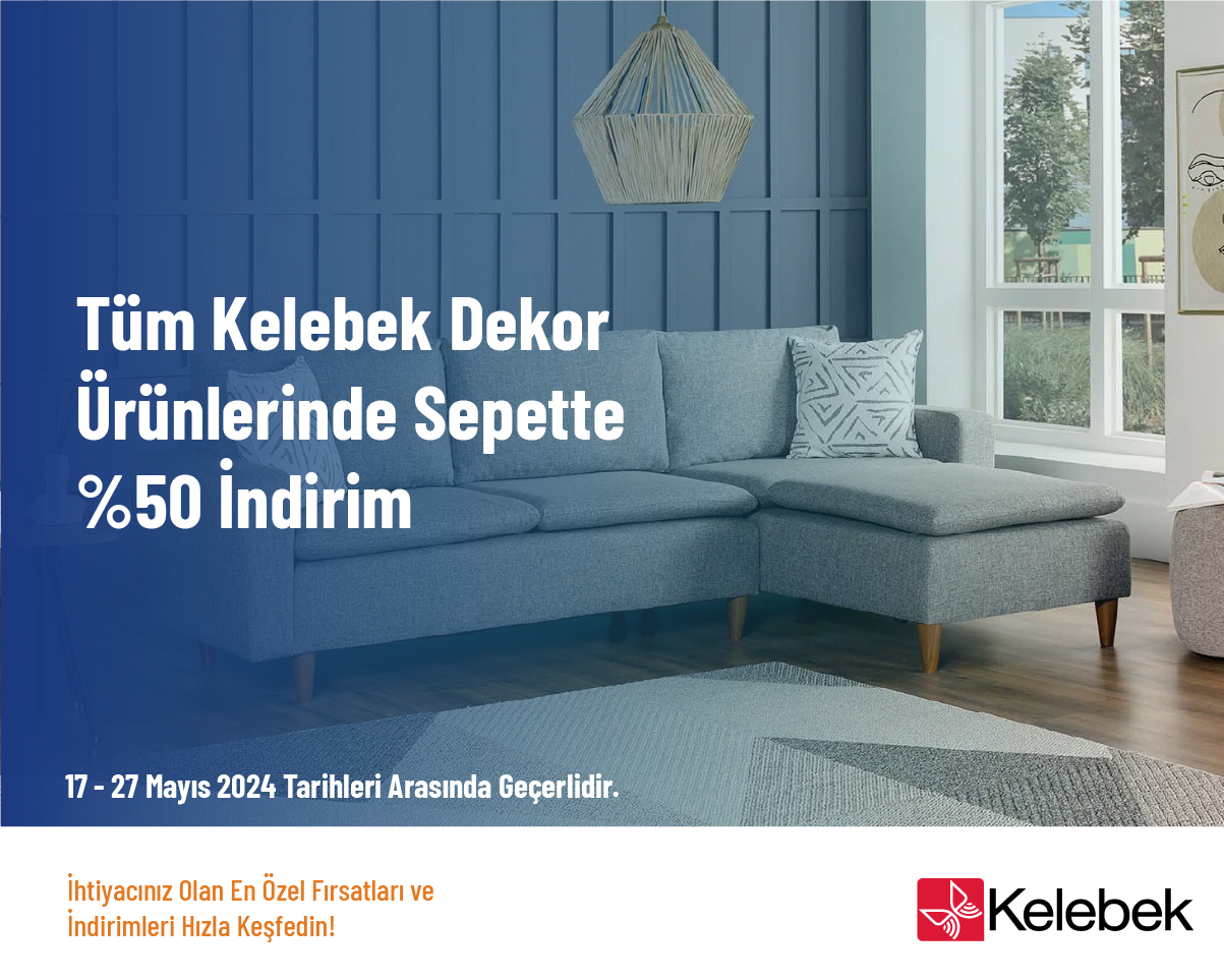 Tüm Kelebek Dekor Ürünlerinde Sepette %50 İndirim