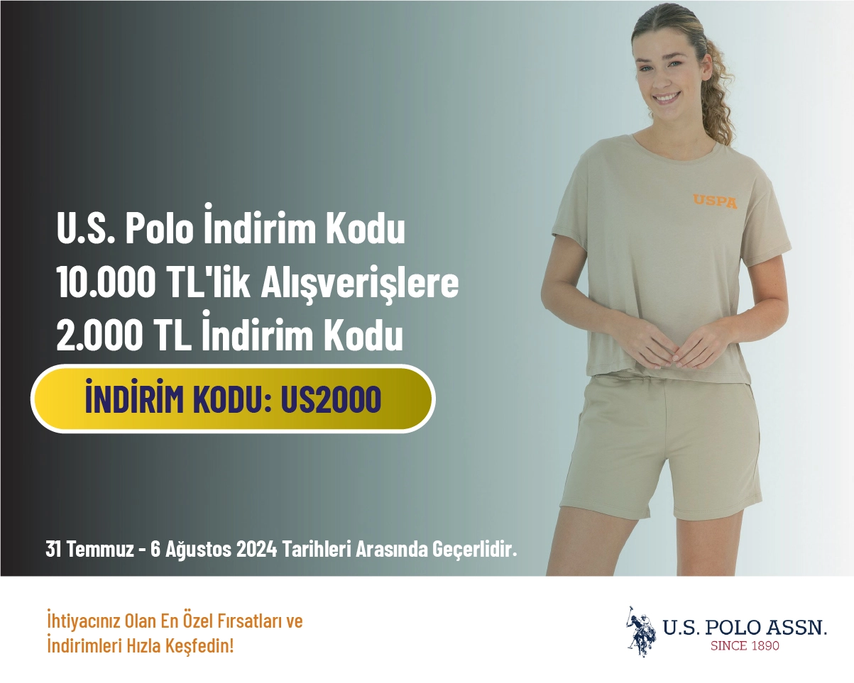 U.S. Polo İndirim Kodu - 10.000 TL'lik Alışverişlere 2.000 TL İndirim Kodu