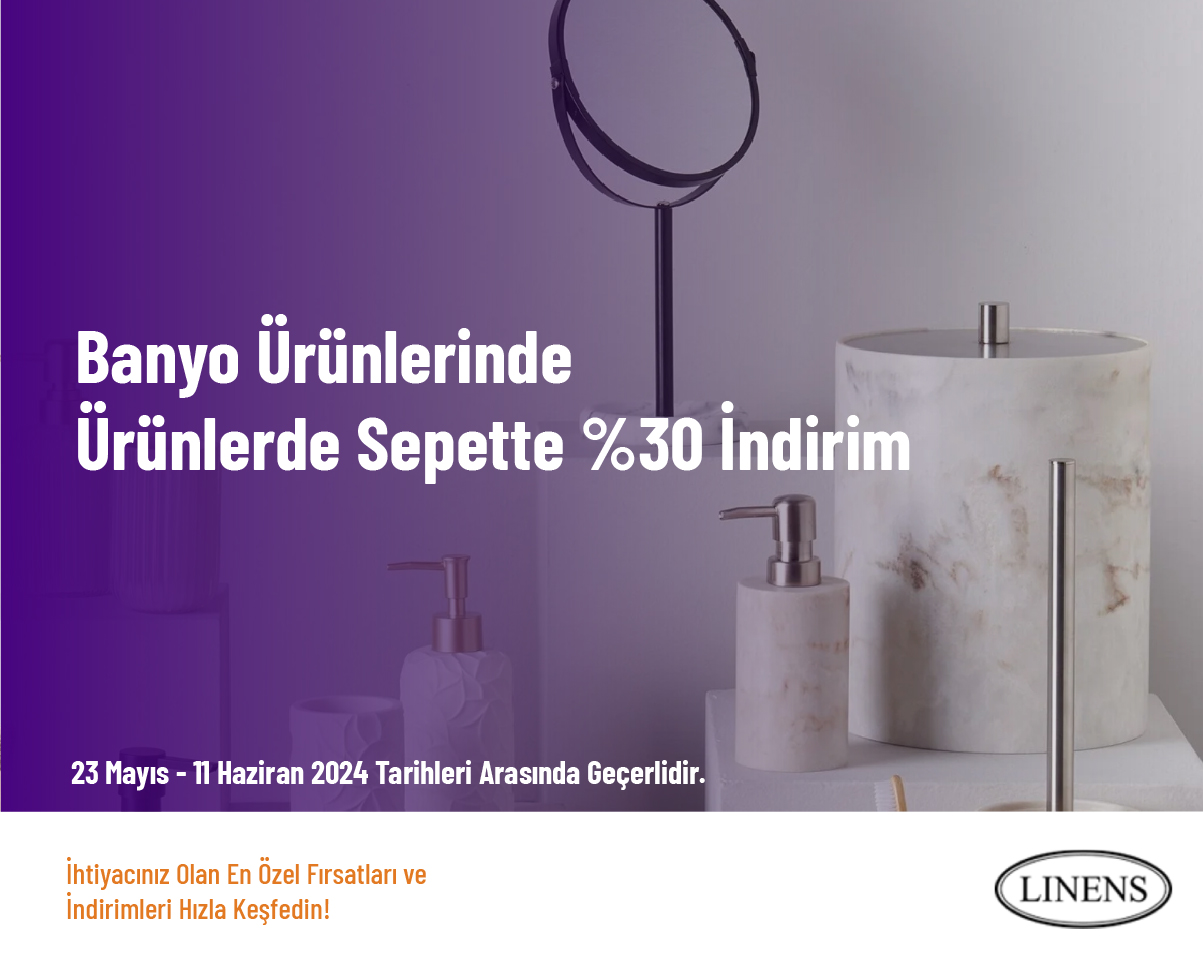 Banyo Ürünlerinde Ürünlerde Sepette %30 İndirim