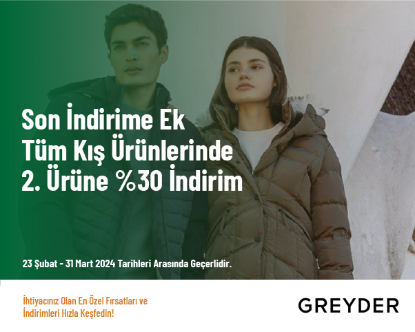 Son İndirime Ek Tüm Kış Ürünlerinde 2. Ürüne %30 İndirim