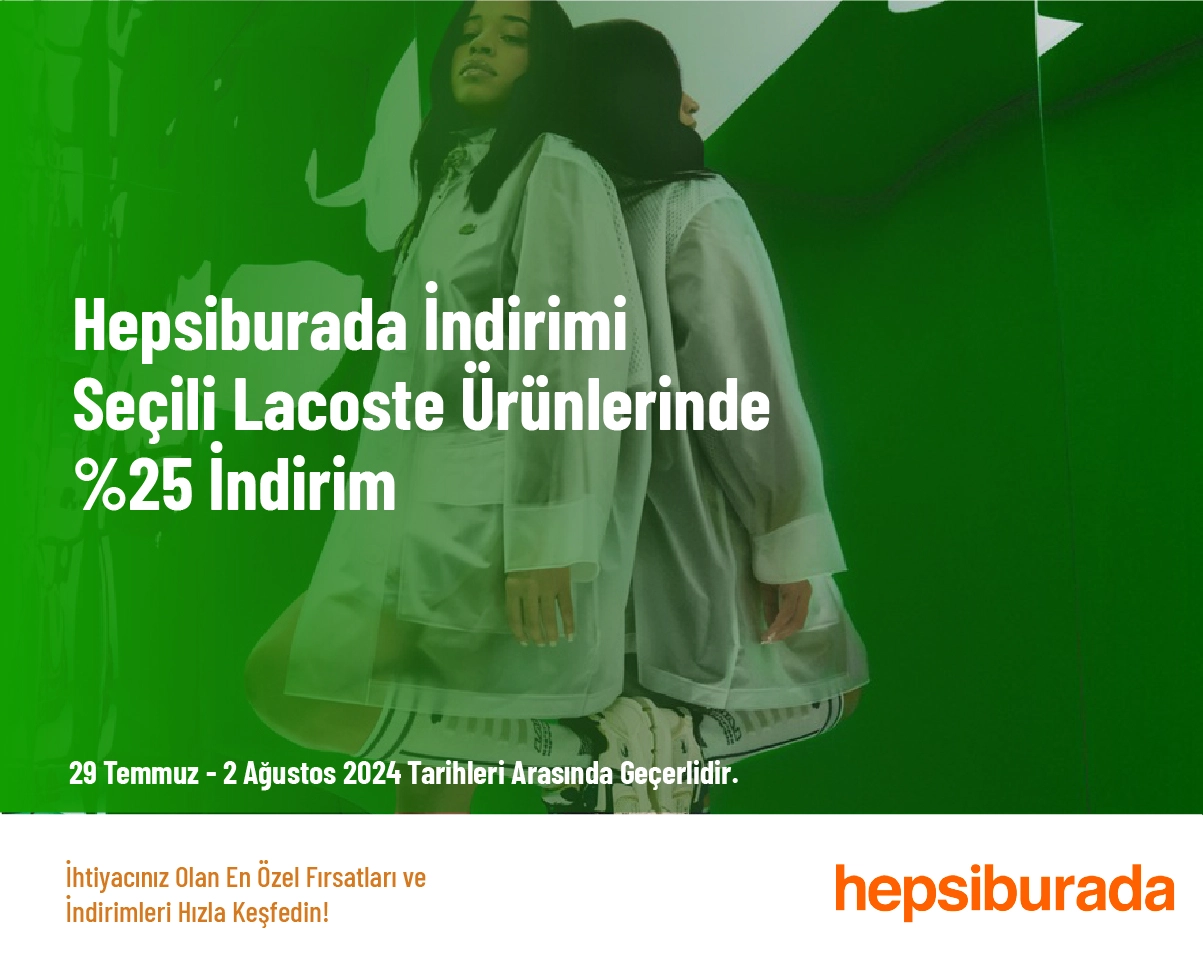 Hepsiburada İndirimi - Seçili Lacoste Ürünlerinde %25 İndirim