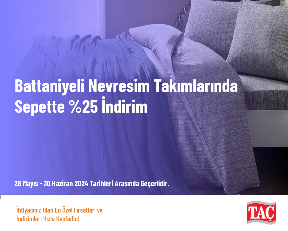 Battaniyeli Nevresim Takımlarında Sepette %25 İndirim