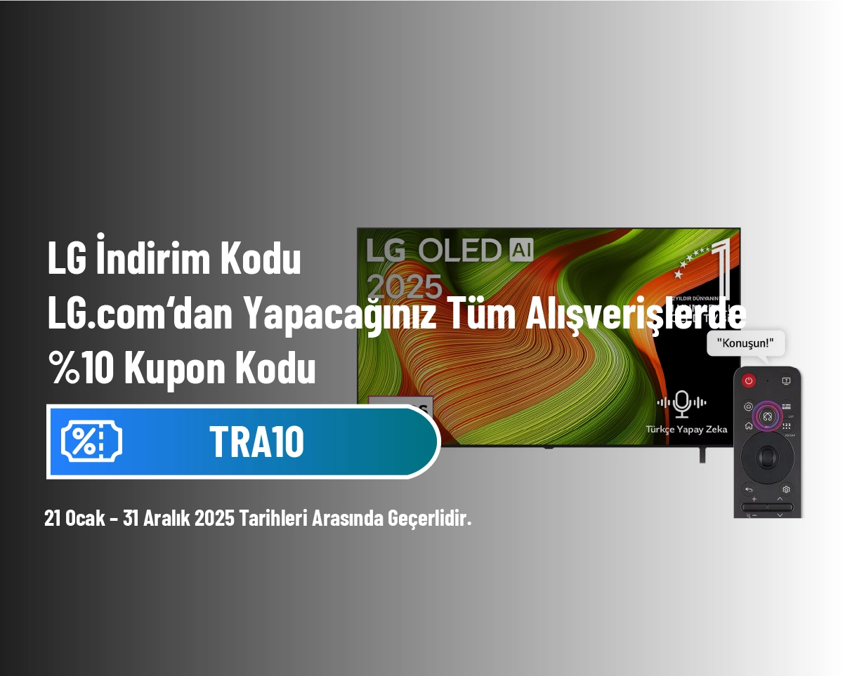 LG İndirim Kodu - LG.com‘dan Yapacağınız Tüm Alışverişlerde %10 Kupon Kodu LG İndirim Kodu - LG.com‘dan Yapacağınız Tüm Alışverişlerde %10 Kupon Kodu