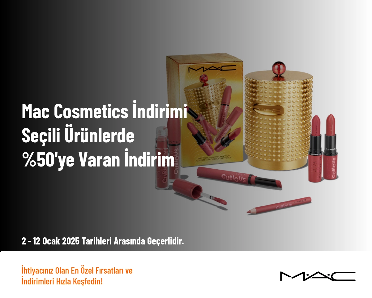 Mac Cosmetics İndirimi - Seçili Ürünlerde %50'ye Varan İndirim