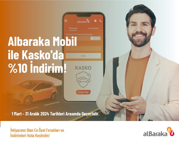 Albaraka Mobil ile Kasko'da %10 İndirim