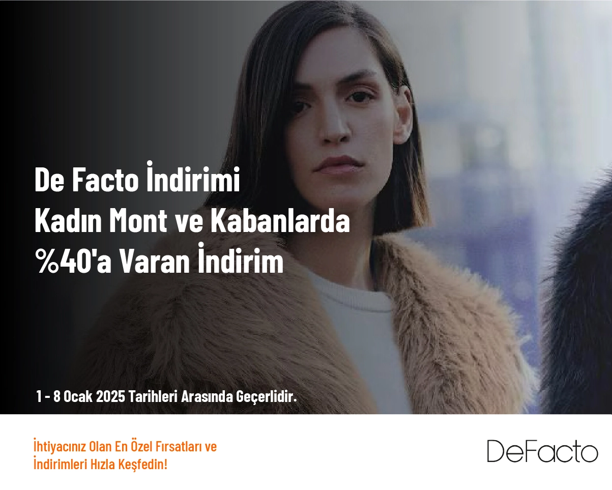 DeFacto İndirimi - Kadın Mont ve Kabanlarda %40'a Varan İndirim