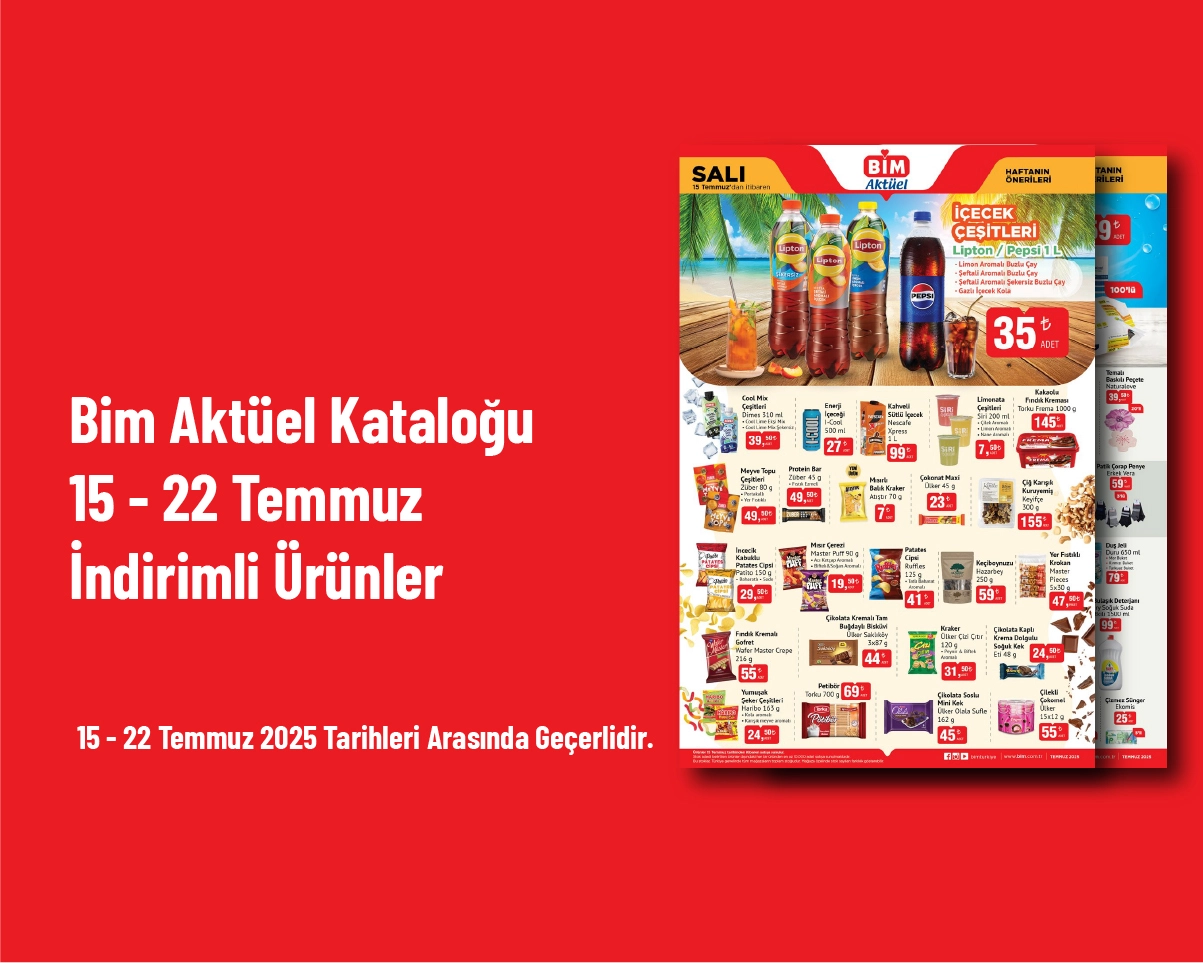 Bim Aktüel Kataloğu - 15 - 22 Temmuz İndirimli Ürünler Bim Aktüel Kataloğu - 15 - 22 Temmuz İndirimli Ürünler